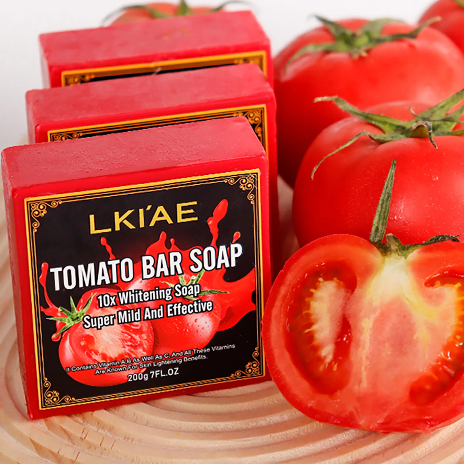AILKE Organic Tomato Soap Bar, Lightening Skin, Deeply Clean, Exfoliate, Remove Dark Spots, Moisturizing, For Face, Body, 200g