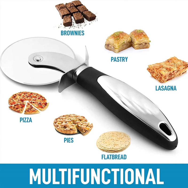 Rolling Pizza Cutter Tool,3 Inch Diameter Sharp Blade,Non-Slip Ergonomic Handle,Finger Protection Design,for Home&Commercial Use