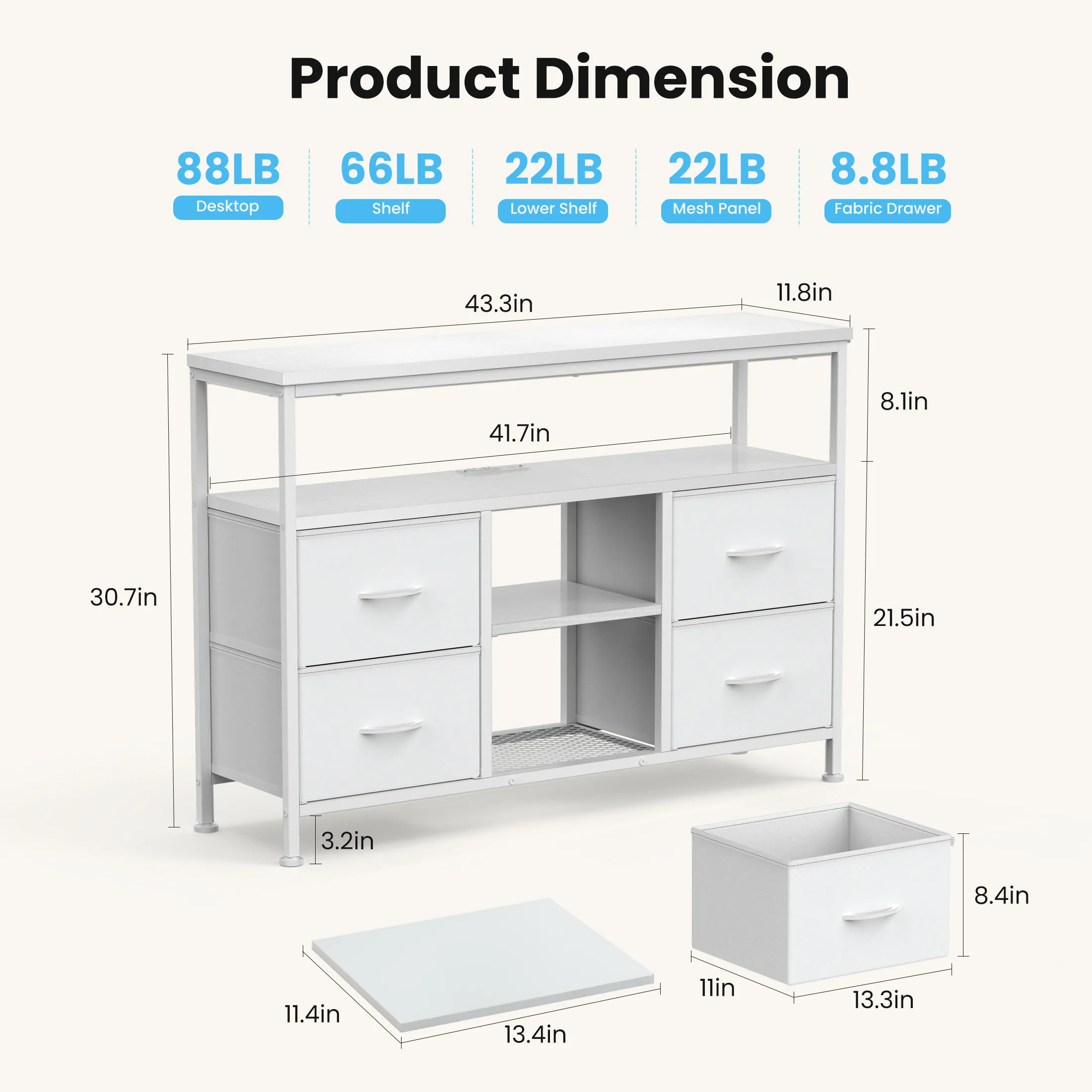 JHK 4 Drawers TV Stand Dresser for Bedroom Entertainment Center with LED Lights and Power Outlets Media Console for 50 Inch TV