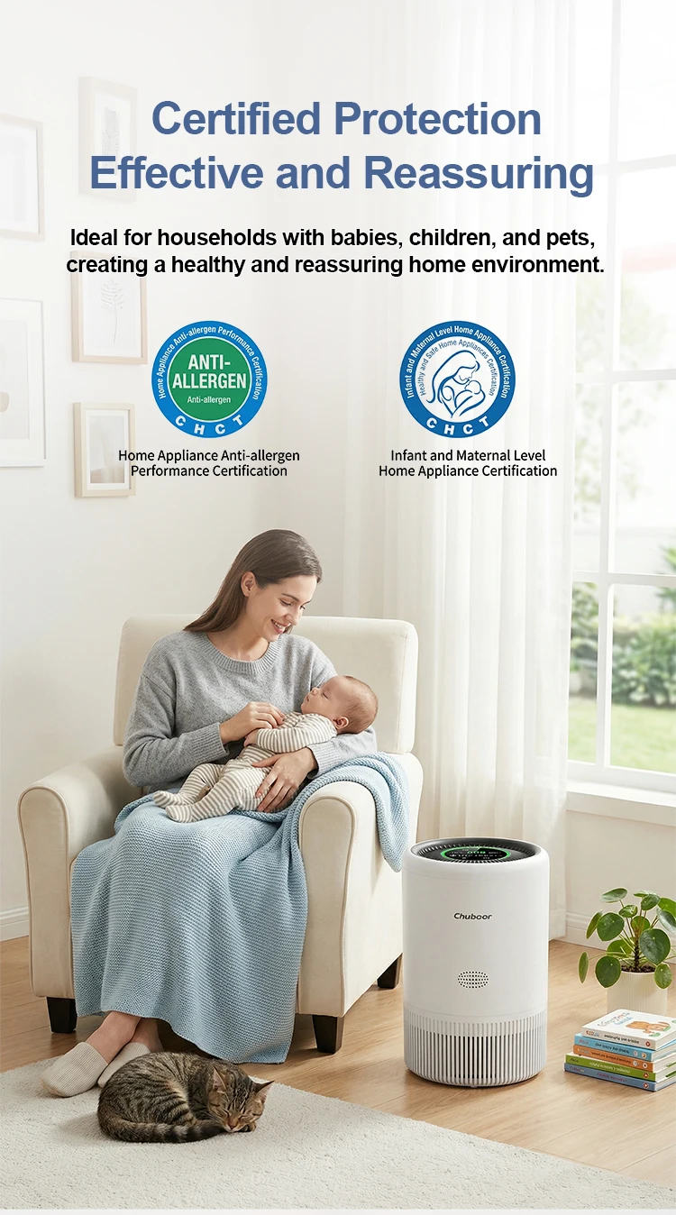 Chuboor Air Purifier Quiet Air Cleaner with High-Efficiency Filtration,H13 HEPA Removes Smoke, Dust, Pollen, Pet Hair