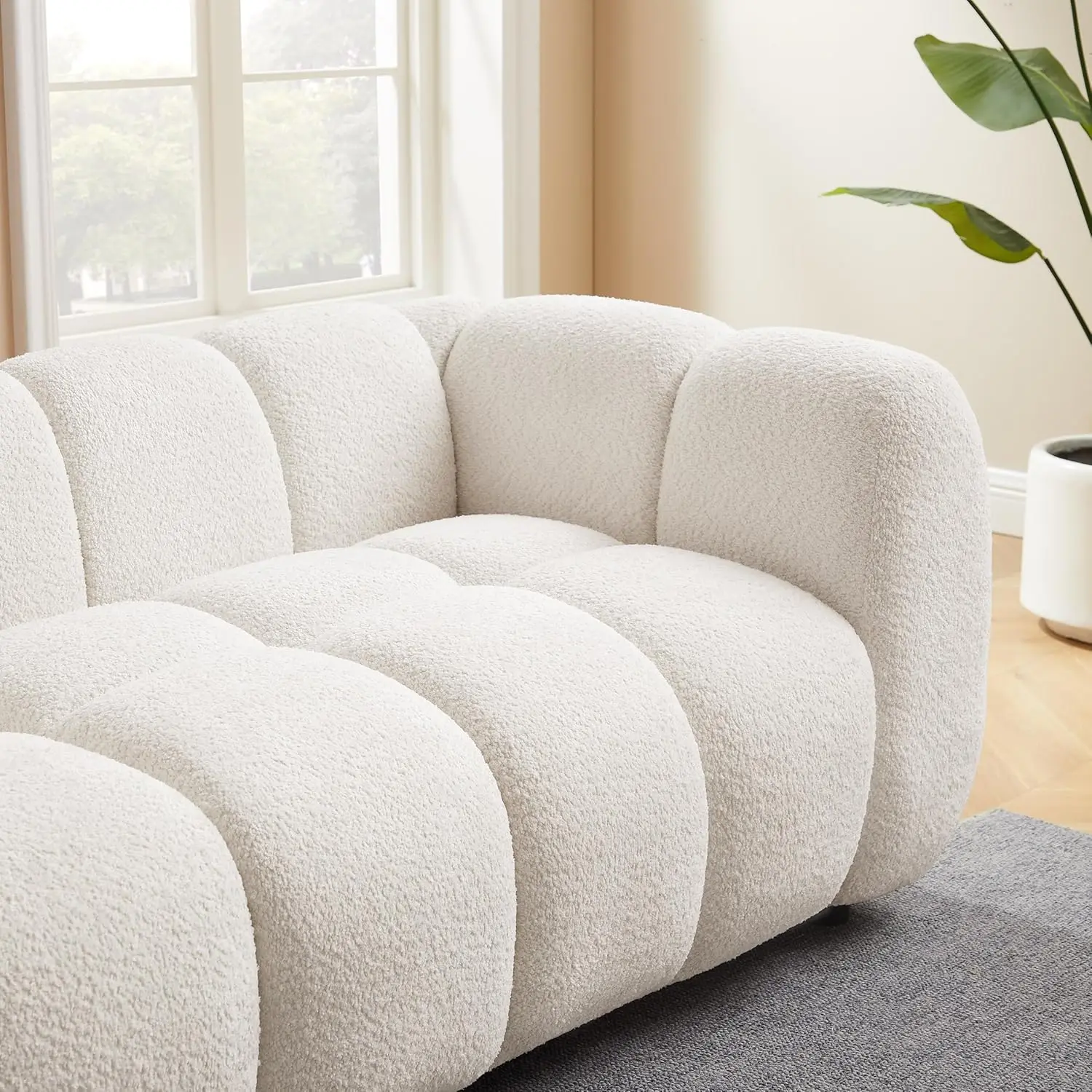 88" Oversized Boucle Fabric Sofa Tufted Deep Seat Couch Living Room Bedroom Apartment 3 Seater,Customized