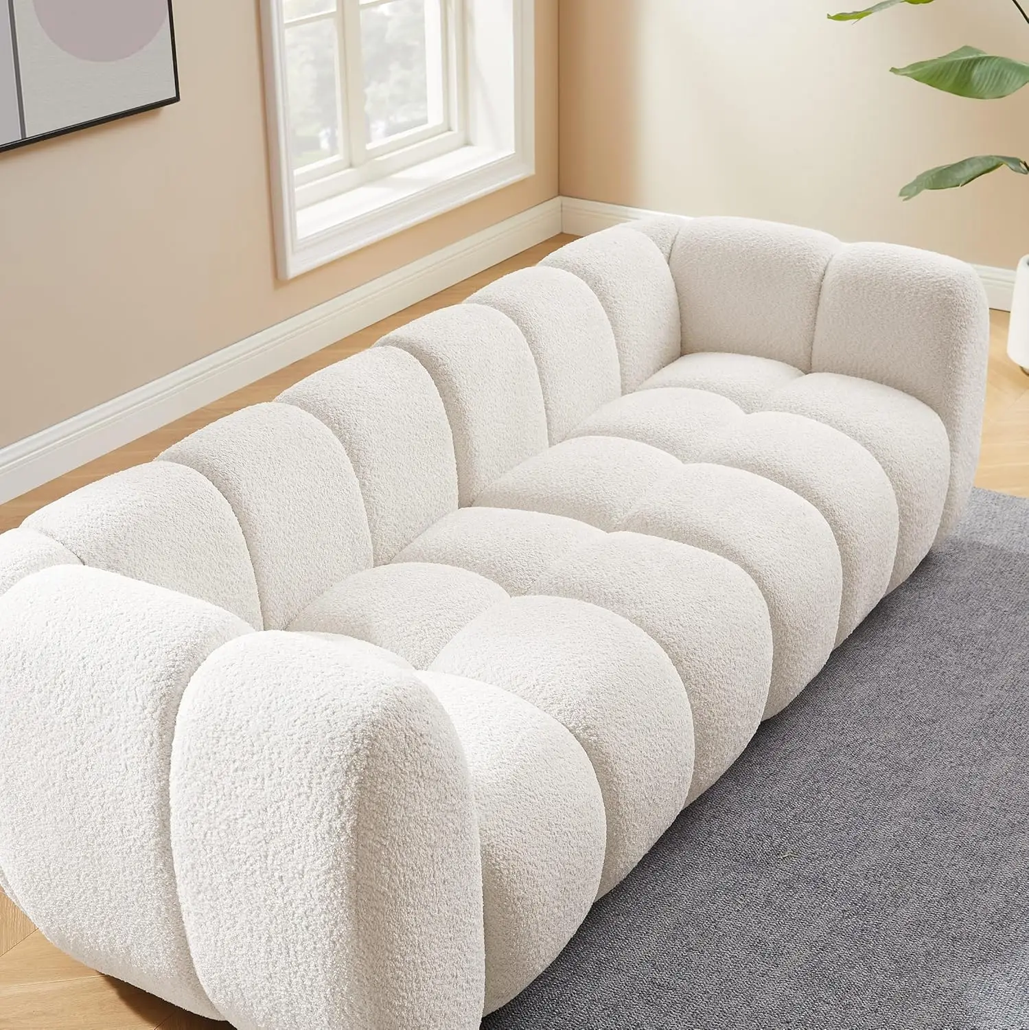 88" Oversized Boucle Fabric Sofa Tufted Deep Seat Couch Living Room Bedroom Apartment 3 Seater,Customized