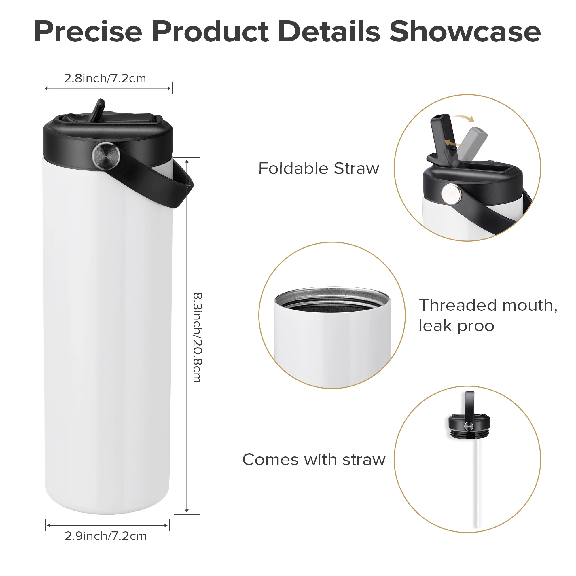 12/25 Pack 20OZ Sublimation Blanks Tumbler, Vacuum Flap With Flip Nozzle, Perfect for Fitness Travel and Sports Water Bottles
