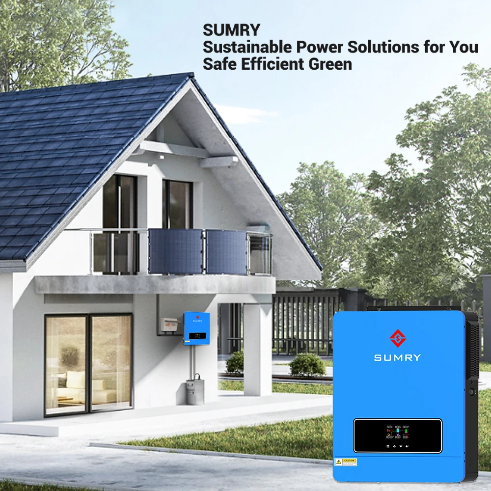 SUMRY 3600w Hybrid Pure Sine Wave Inverter 24v Dual Output 120v Solar Inverter 50/60hz Short-circuit Protection