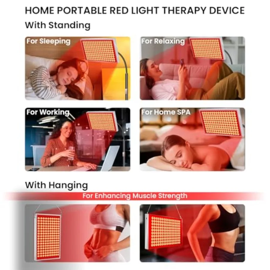 SAVILER® Red Light Therapy for Face and Body 160 Dual-Wavelength LEDs Red Light Lamp Panel with Stand 660nm 850nm Near Infrared
