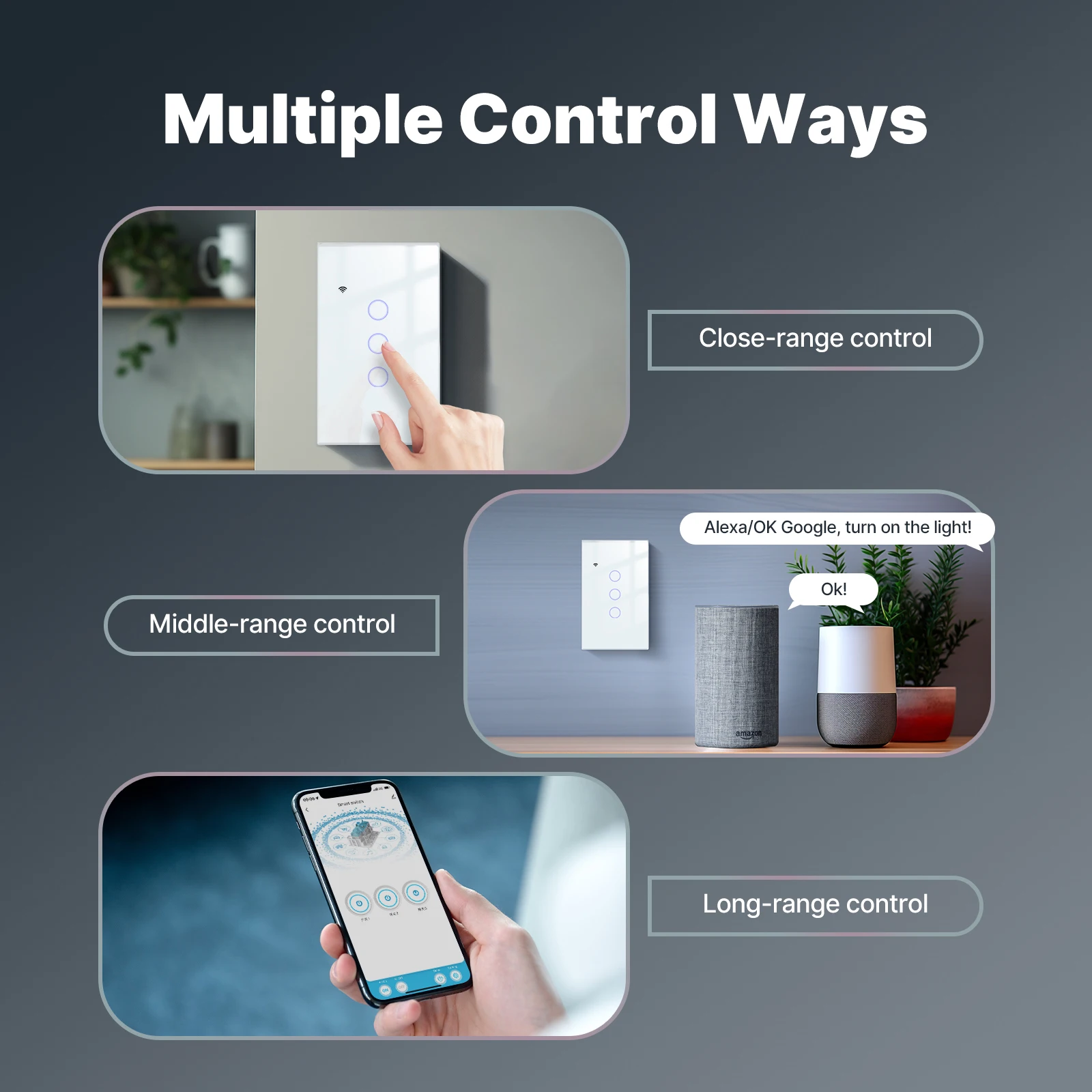 Tuya WiFi Smart Light Switch Glass Touch Control Fireproof No Neutral Wire Required Remote Control Work With Alexa Google Home