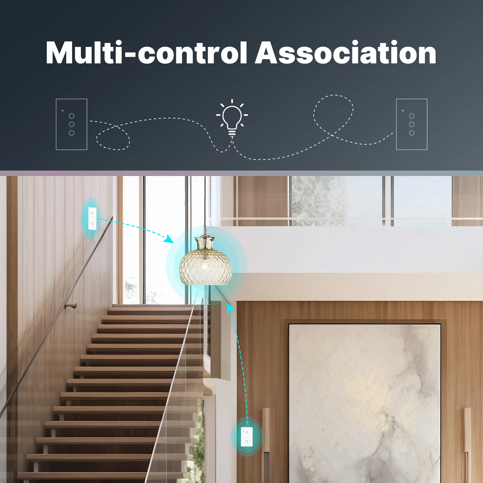Tuya WiFi Smart Light Switch Glass Touch Control Fireproof No Neutral Wire Required Remote Control Work With Alexa Google Home