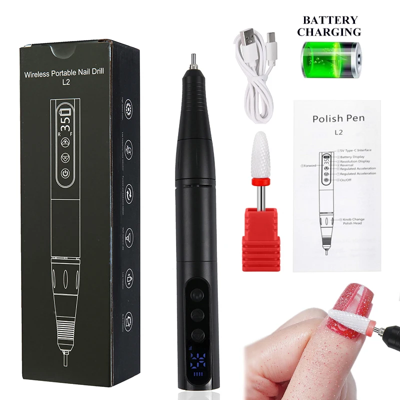 Wireless 35000RPM Nail Drill Pen USB Nail Files Sander Pen Rechargeable Nail Drill Machine Portable Manicure Drill Salon Tool
