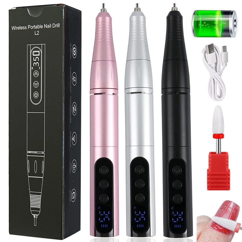 Wireless 35000RPM Nail Drill Pen USB Nail Files Sander Pen Rechargeable Nail Drill Machine Portable Manicure Drill Salon Tool
