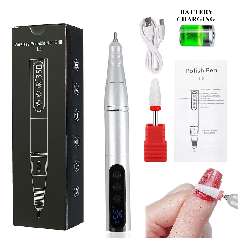 Wireless 35000RPM Nail Drill Pen USB Nail Files Sander Pen Rechargeable Nail Drill Machine Portable Manicure Drill Salon Tool