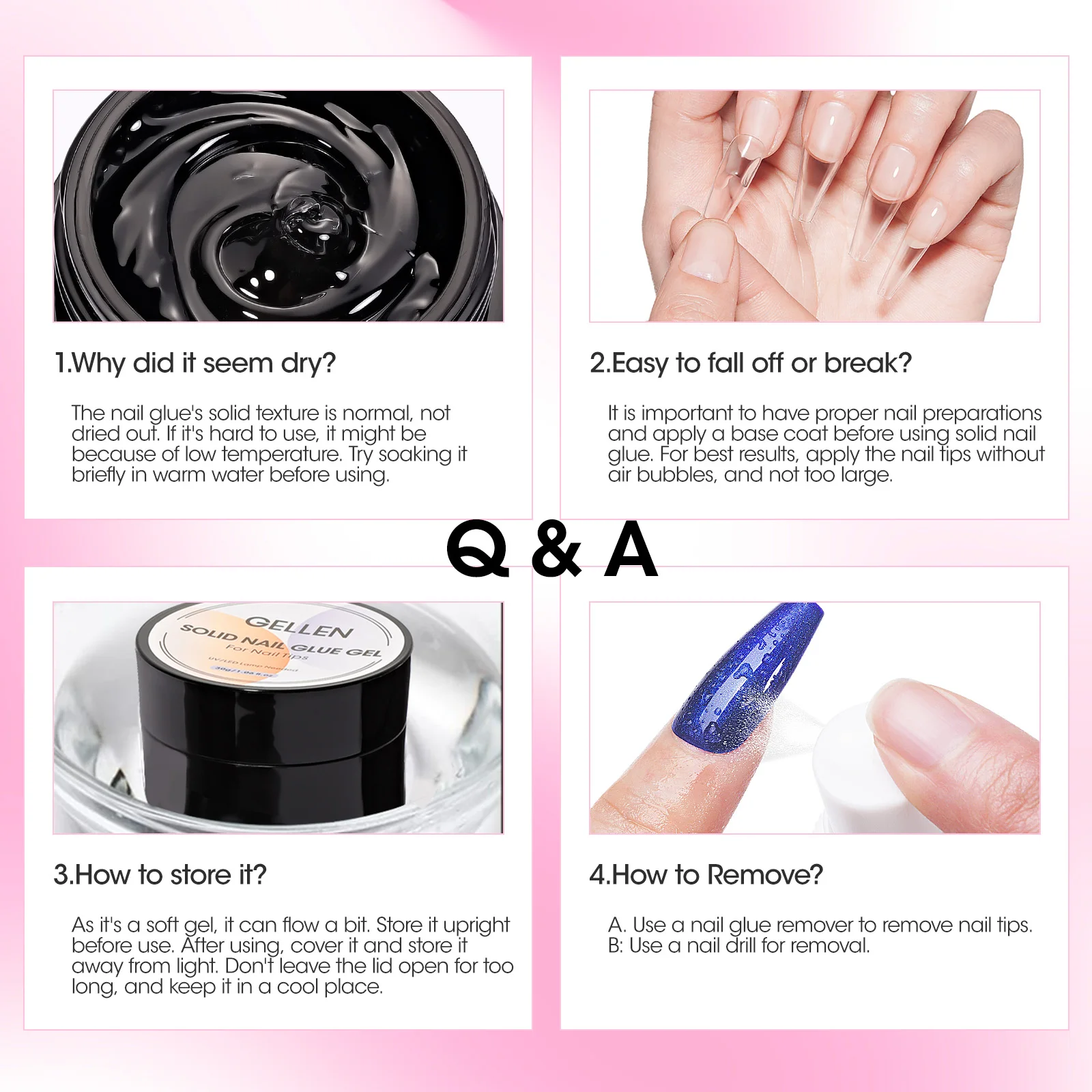 GELLEN Gel Nail Kit Press On Nails French Tip UV Lamp Solid Glue Gel Charms Pink Short Square Manicure Extension Set DIY Tools