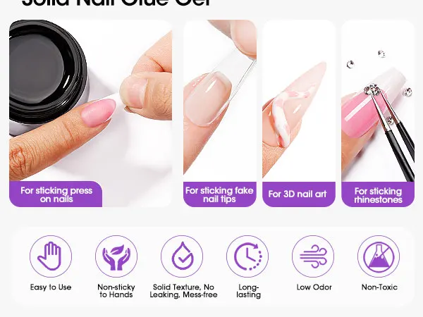 GELLEN Gel Nail Kit Press On Nails French Tip UV Lamp Solid Glue Gel Charms Pink Short Square Manicure Extension Set DIY Tools