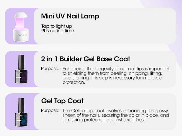 GELLEN Gel Nail Kit Press On Nails French Tip UV Lamp Solid Glue Gel Charms Pink Short Square Manicure Extension Set DIY Tools