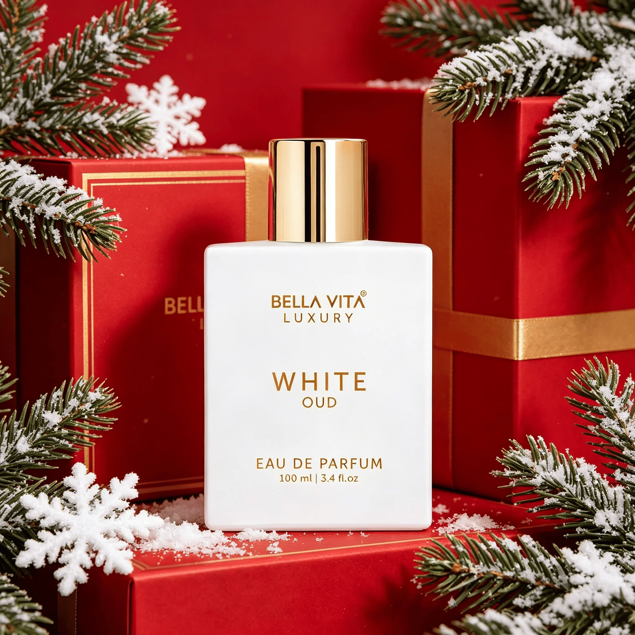 BELLA VITA LUXURY White Oud 100ml Unisex EDP Spray Long Lasting Elegant Oud Woody Cologne White Matte Bottle Holiday Gift Package