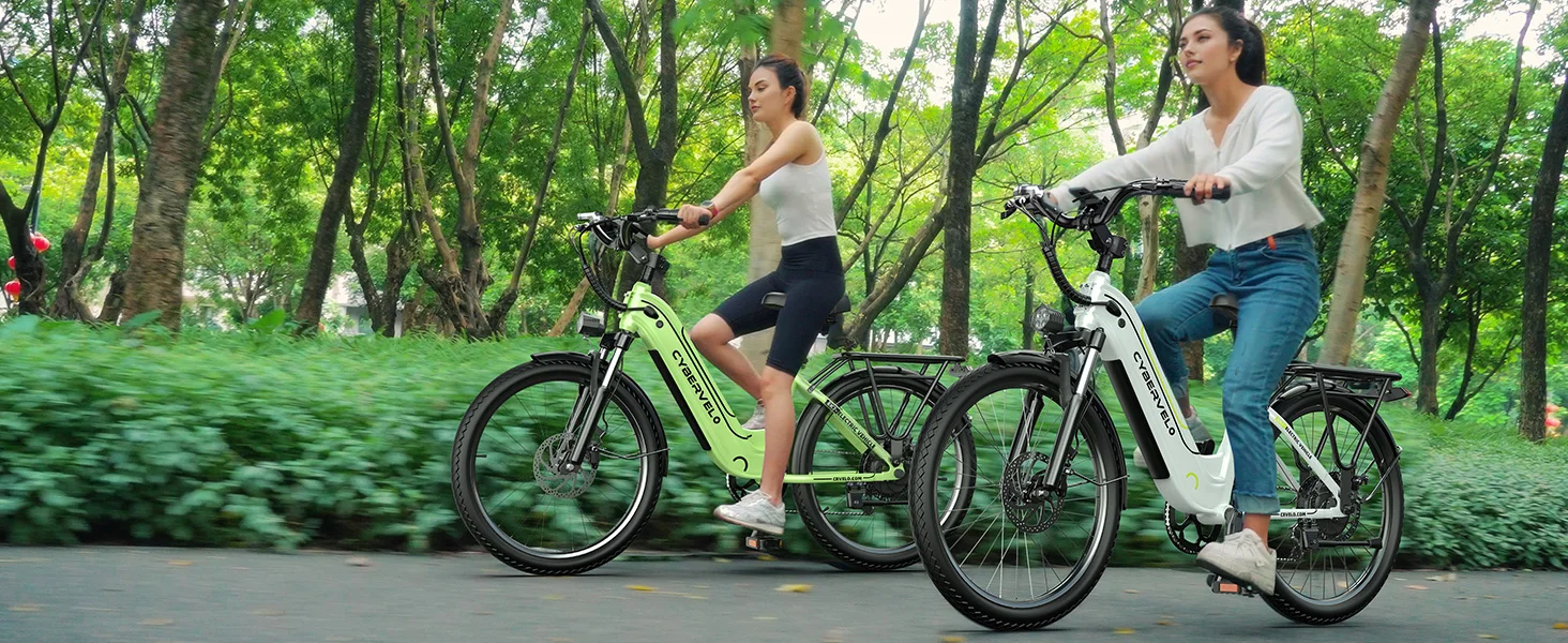 Cybervelo 1000W Peak Electric Bike for Adults up 80 Miles Removable Battery Ebike 26" Electric E Bike with 7-Speed Adult Electric Bicycles for Commute Beach Snow Womens and Man EK7