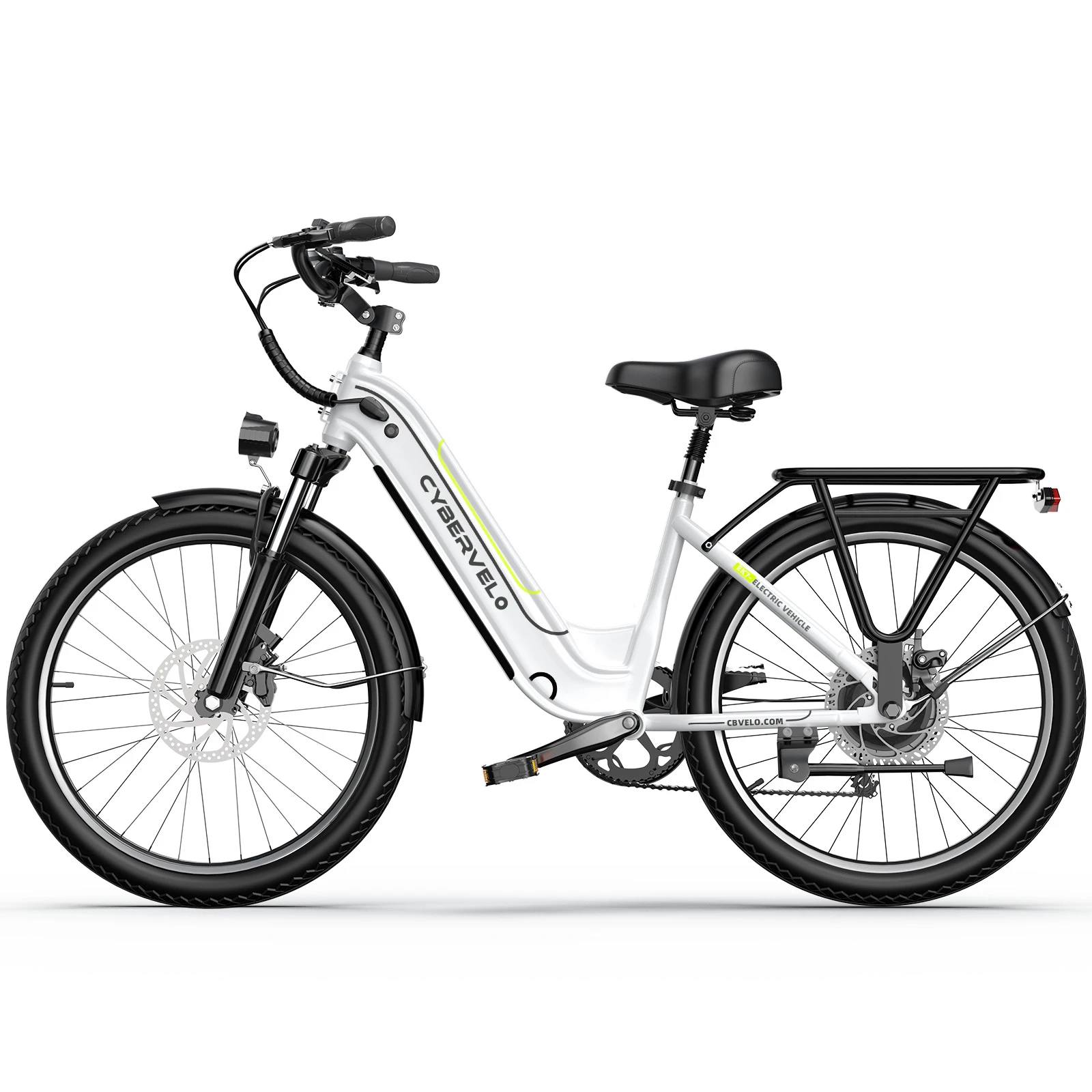 Cybervelo 1000W Peak Electric Bike for Adults up 80 Miles Removable Battery Ebike 26" Electric E Bike with 7-Speed Adult Electric Bicycles for Commute Beach Snow Womens and Man EK7