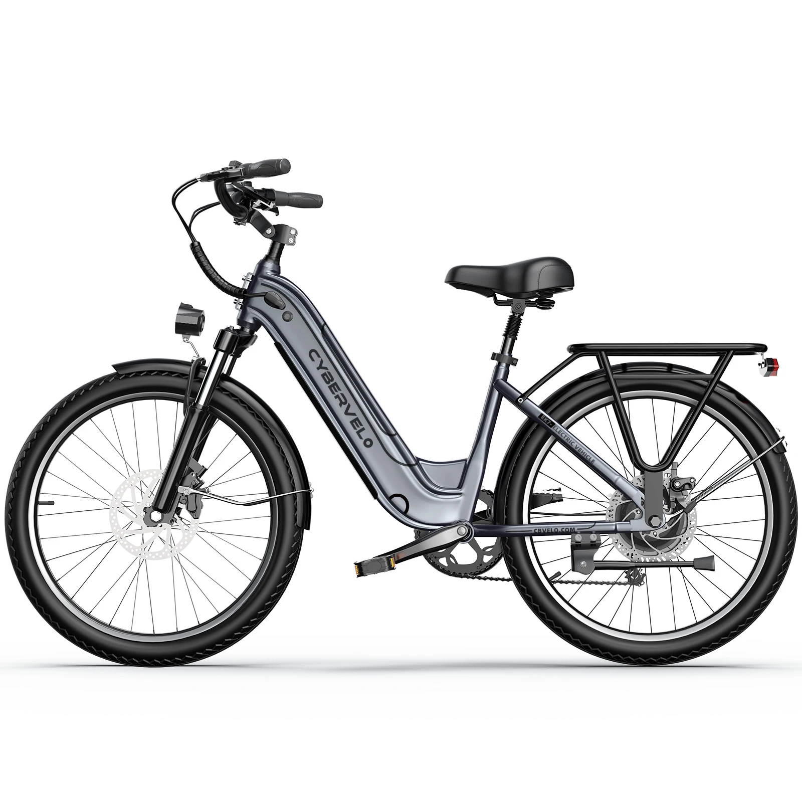 Cybervelo 1000W Peak Electric Bike for Adults up 80 Miles Removable Battery Ebike 26" Electric E Bike with 7-Speed Adult Electric Bicycles for Commute Beach Snow Womens and Man EK7