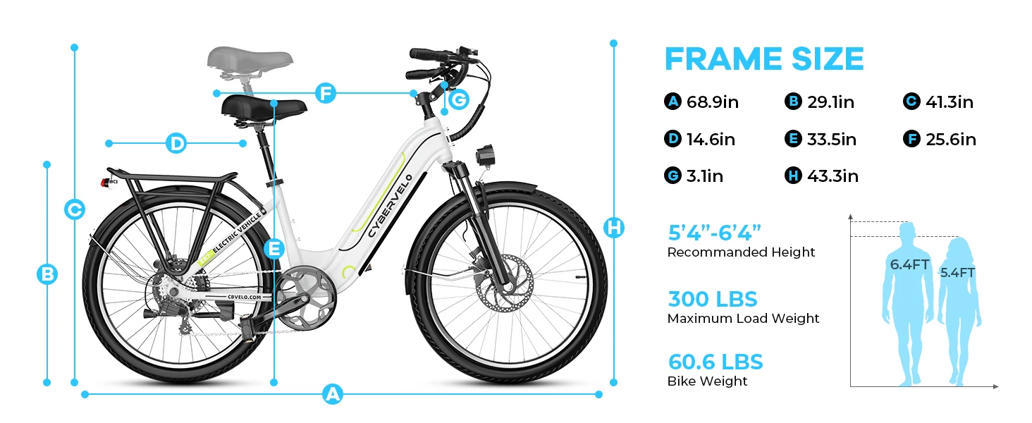 Cybervelo 1000W Peak Electric Bike for Adults up 80 Miles Removable Battery Ebike 26" Electric E Bike with 7-Speed Adult Electric Bicycles for Commute Beach Snow Womens and Man EK7