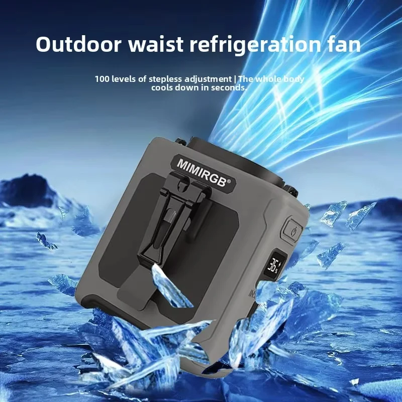 High Speed Waist Hanging Cooling Fan, USB Rechargeable 10000mAh Portable Personal Fan with 5 Levels for Outdoor & Travel