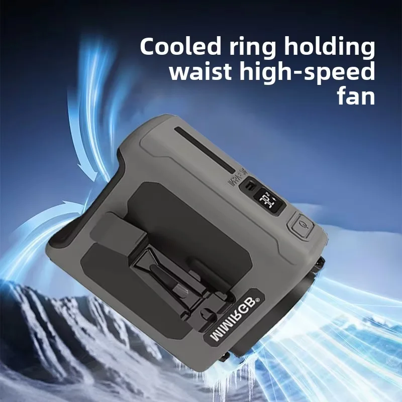 High Speed Waist Hanging Cooling Fan, USB Rechargeable 10000mAh Portable Personal Fan with 5 Levels for Outdoor & Travel