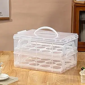 4-Tiers Cupcake Carrier, Cupcake Holder, Cupcake and Brownie Storage Container, Stacking Cupcake Storage Container Store up to 48 Cupcakes