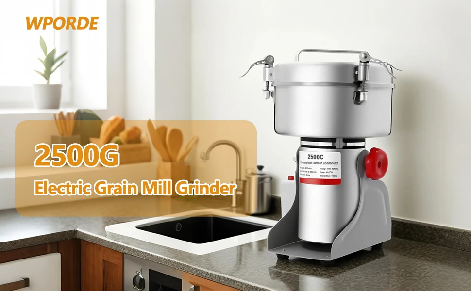 2500g Electric Grain Grinder, Mill 4500W Commercial Spice Grinder, 32000r/min High-speed Grain Spice Herb Dry Grinders, Machine 304 Stainless Steel Powder Machine