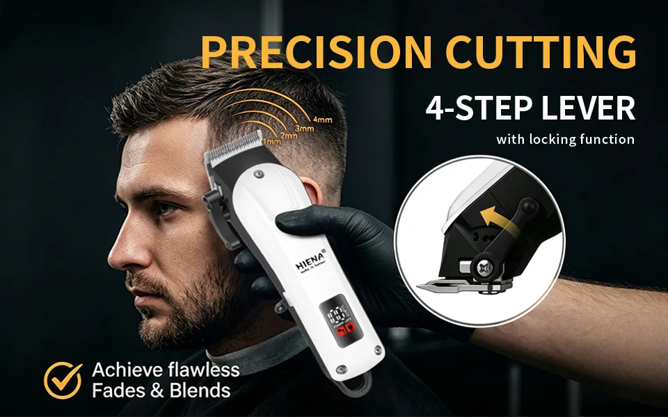 HIENA PRO 2/5Pcs Professional Hair Clippers Kit Rechargeable Hair Trimmer Men's Electric Ear and Nose Hair Trimmer Grooming Kit, Rechargeable Electric Razor, 4 Piece Set, US Local Ship