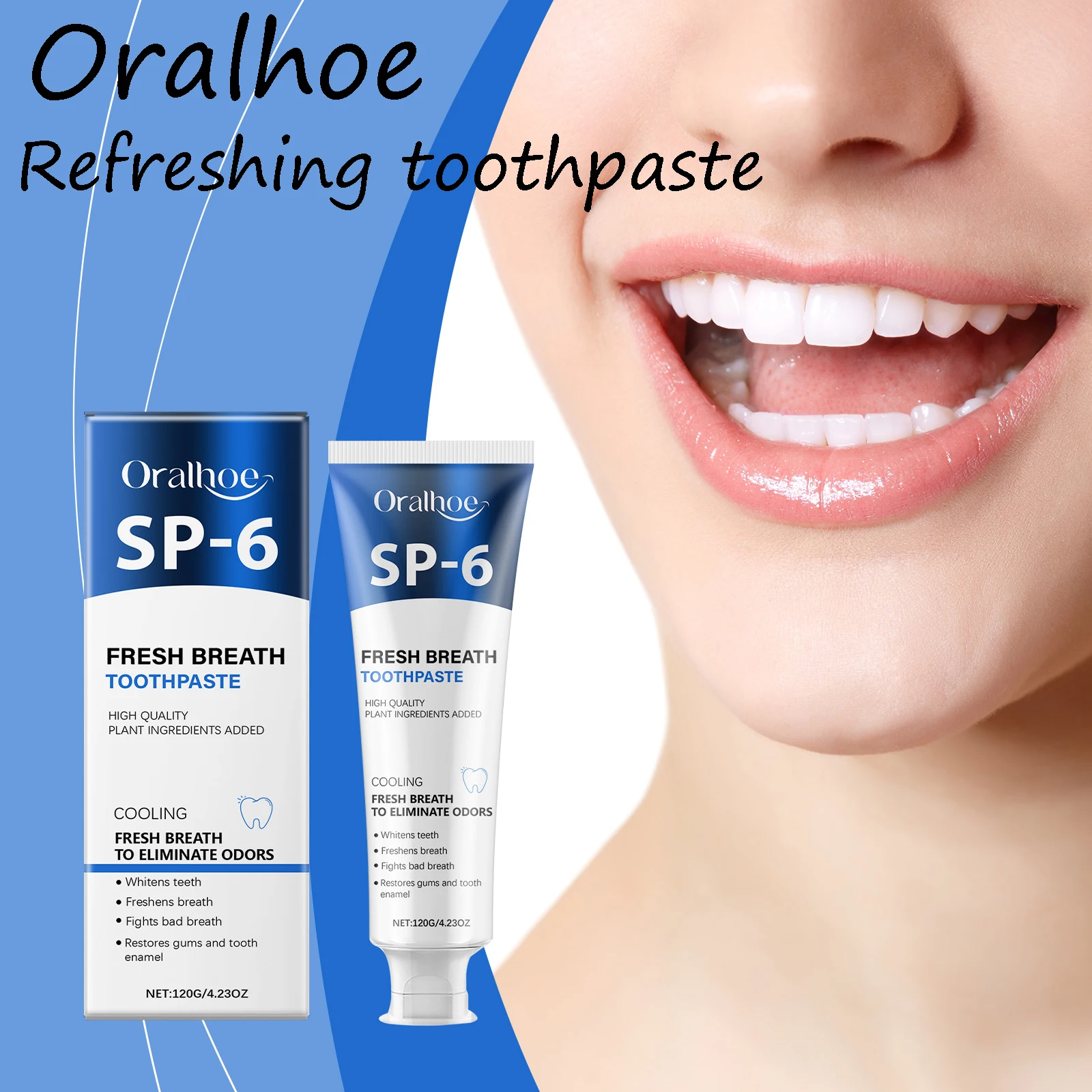 Oralhoe Mint Toothpaste Cleaning Coffee and Tea Stains Eliminate Bad Breath Promote Dental Health Glowing Refreshing Toothpaste
