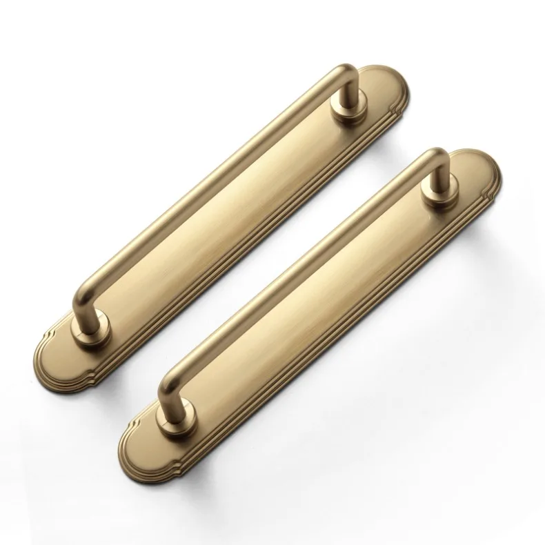 Goo-Ki Antique Brass Cabinet Pulls Furniture Door Handles with Backplate Champagne Bronze Drawer Knobs and Pulls for Kitchen