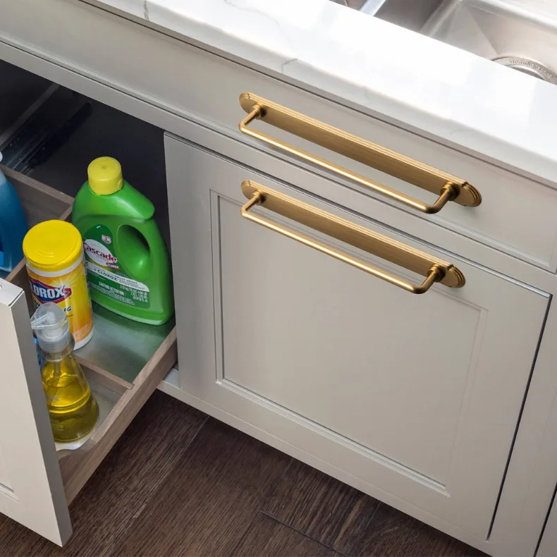 Goo-Ki Antique Brass Cabinet Pulls Furniture Door Handles with Backplate Champagne Bronze Drawer Knobs and Pulls for Kitchen