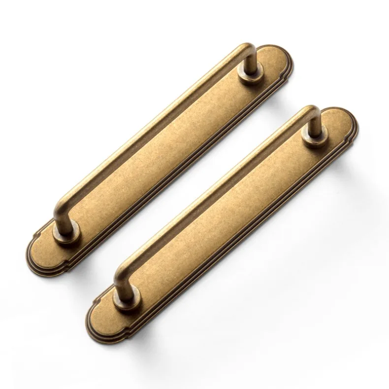 Goo-Ki Antique Brass Cabinet Pulls Furniture Door Handles with Backplate Champagne Bronze Drawer Knobs and Pulls for Kitchen