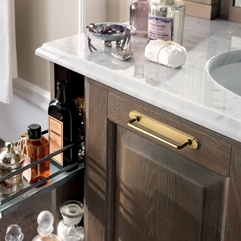 Goo-Ki Antique Brass Cabinet Pulls Furniture Door Handles with Backplate Champagne Bronze Drawer Knobs and Pulls for Kitchen