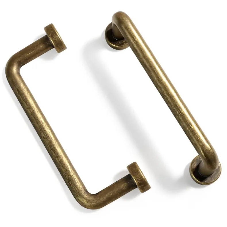 Goo-Ki Antique Brass Cabinet Pulls Furniture Door Handles with Backplate Champagne Bronze Drawer Knobs and Pulls for Kitchen