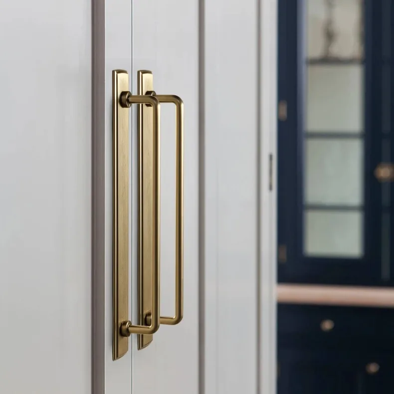 Goo-Ki Antique Brass Cabinet Pulls Furniture Door Handles with Backplate Champagne Bronze Drawer Knobs and Pulls for Kitchen