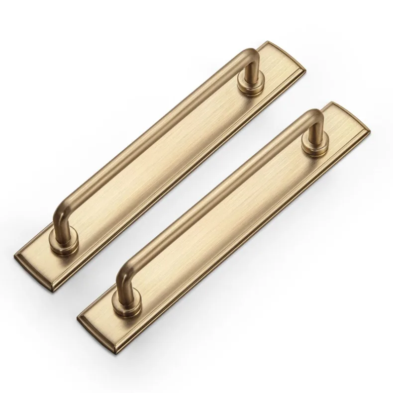 Goo-Ki Antique Brass Cabinet Pulls Furniture Door Handles with Backplate Champagne Bronze Drawer Knobs and Pulls for Kitchen