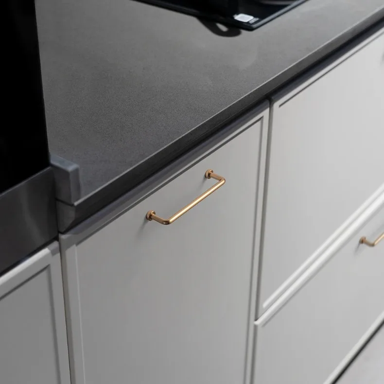 Goo-Ki Antique Brass Cabinet Pulls Furniture Door Handles with Backplate Champagne Bronze Drawer Knobs and Pulls for Kitchen