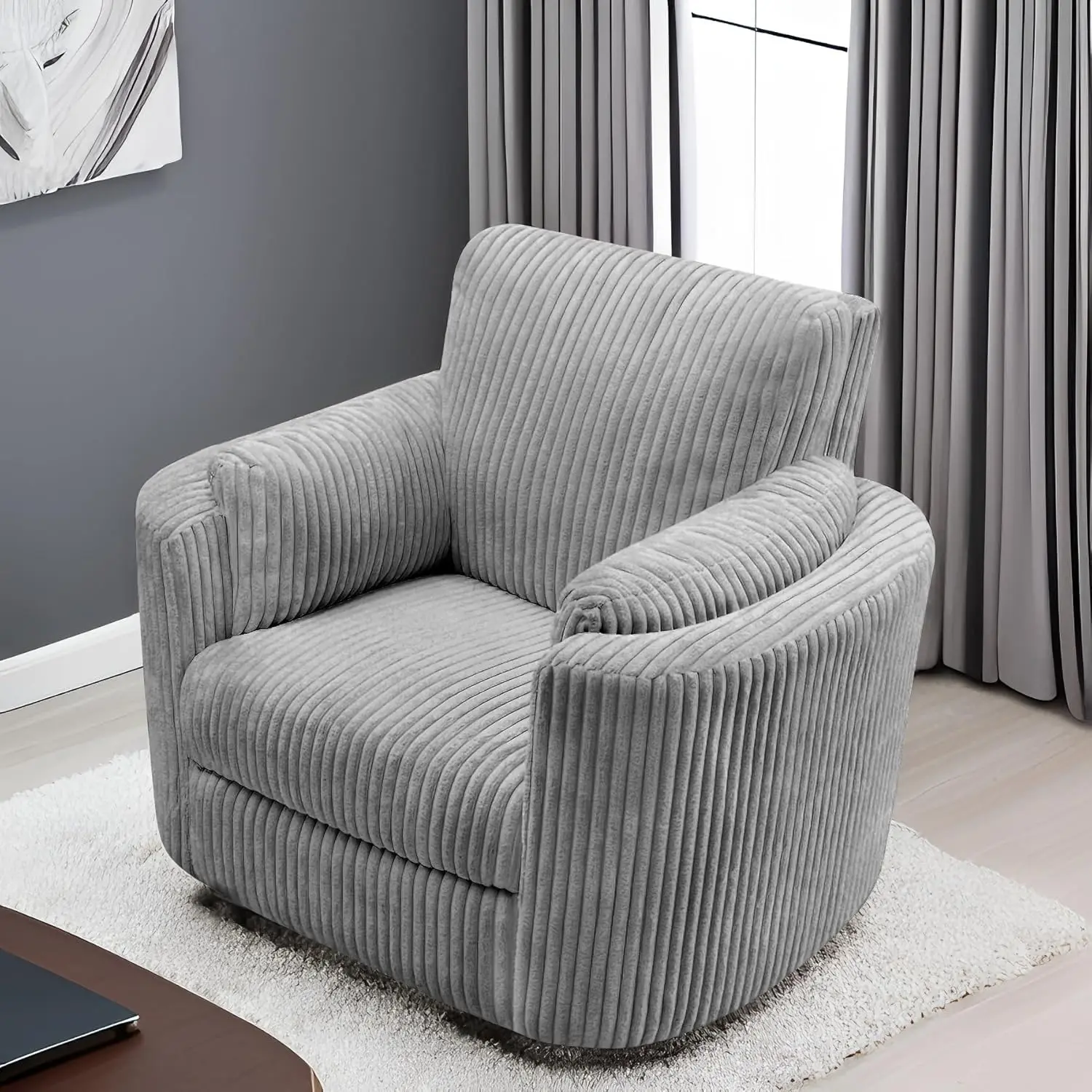 Power Swivel Recliner Rocking Chair Nursery Glider Rocker with Headrest, USB and Type-c Port, Corduroy Electric Reclining Sofa C