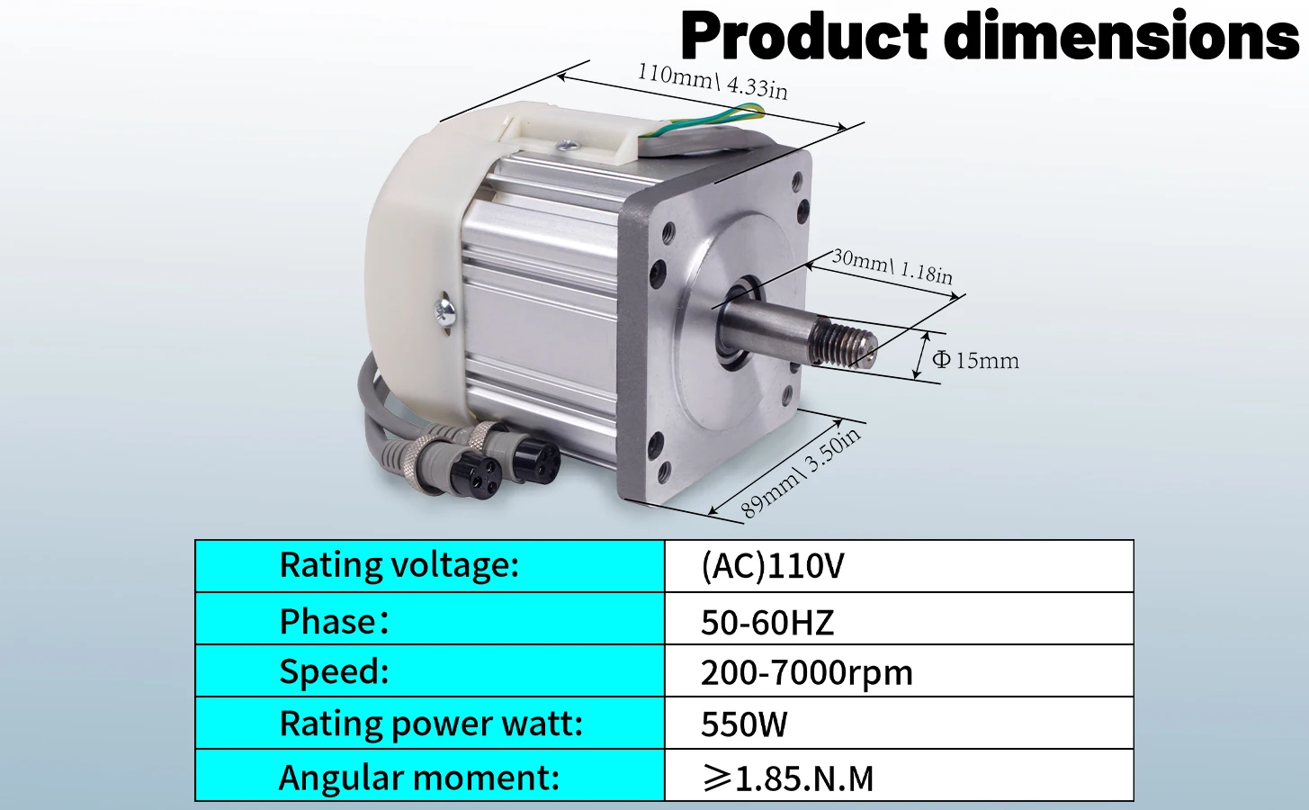 【US】550W, 750W, 1.1kW, 2200W 220V AC Brushless Servo Motor Kit for Lathes and Various Machinery