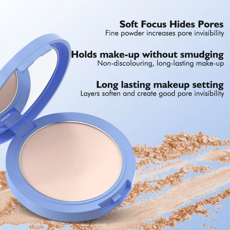 Matte Long-Lasting Oil-Control Pressed Powder With Sponge Applicator Long-lasting Waterproof Texture Smooth Sace Face Powder