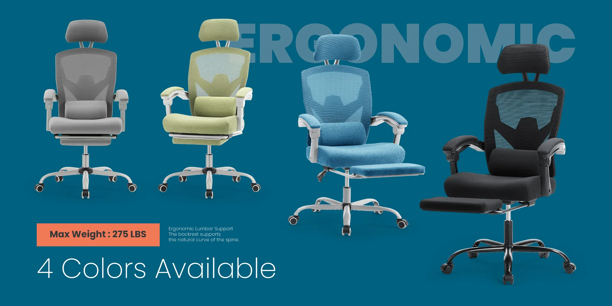 MCQ High Back Ergonomic Reclining Gaming Office Chair with Lumbar Support Pillow Mesh Swivel Rolling Rocking Computer Desk Chair