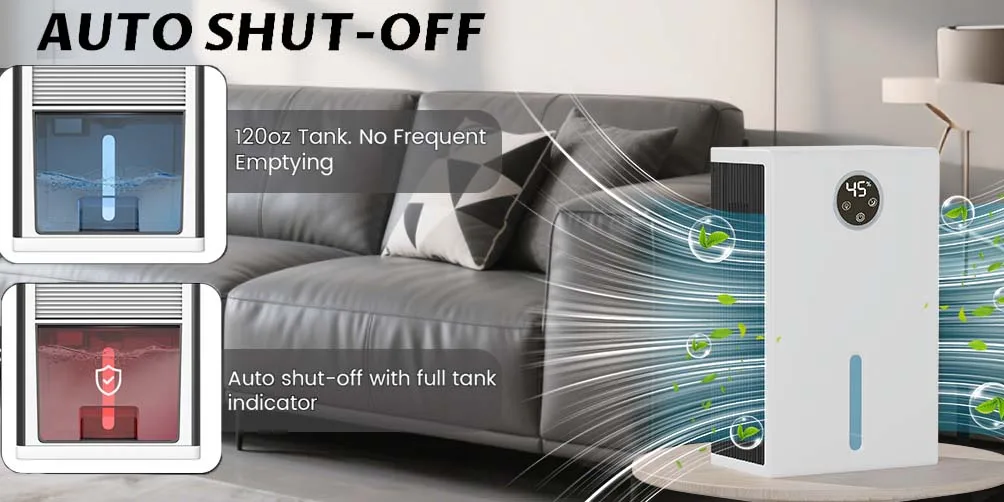 Dehumidifier for Home for Bedroom with 1000 sq.ft 120 OZ Water Tank,Dehumidifiers for Bathroom Basement,Auto Shut Off