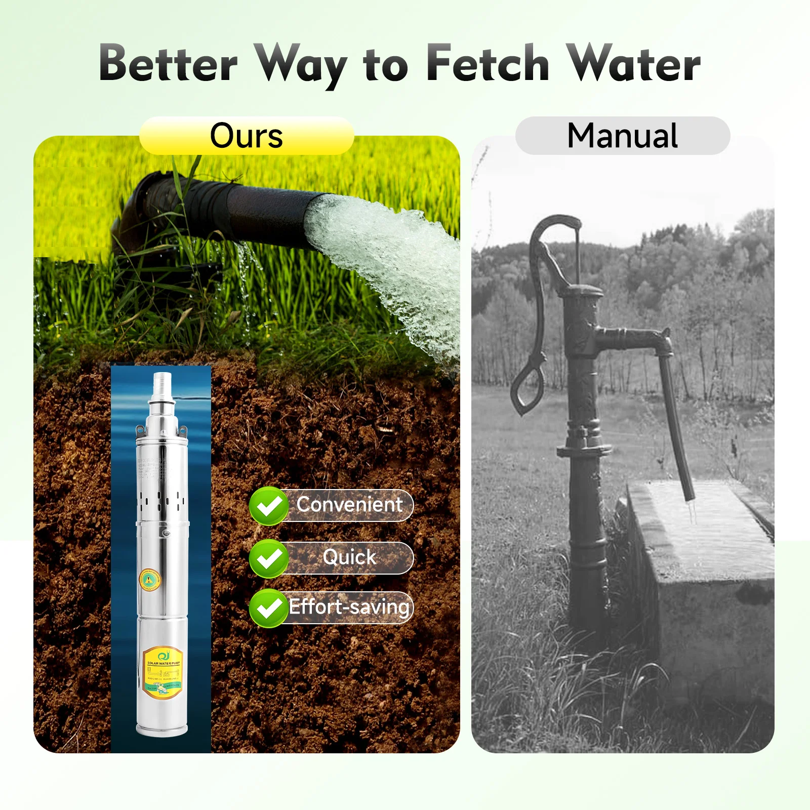 24V 370W Deep Well Pump Stainless Steel Water Pump 2850RPM for Irrigation, Landscaping, Cleaning, Water Supply