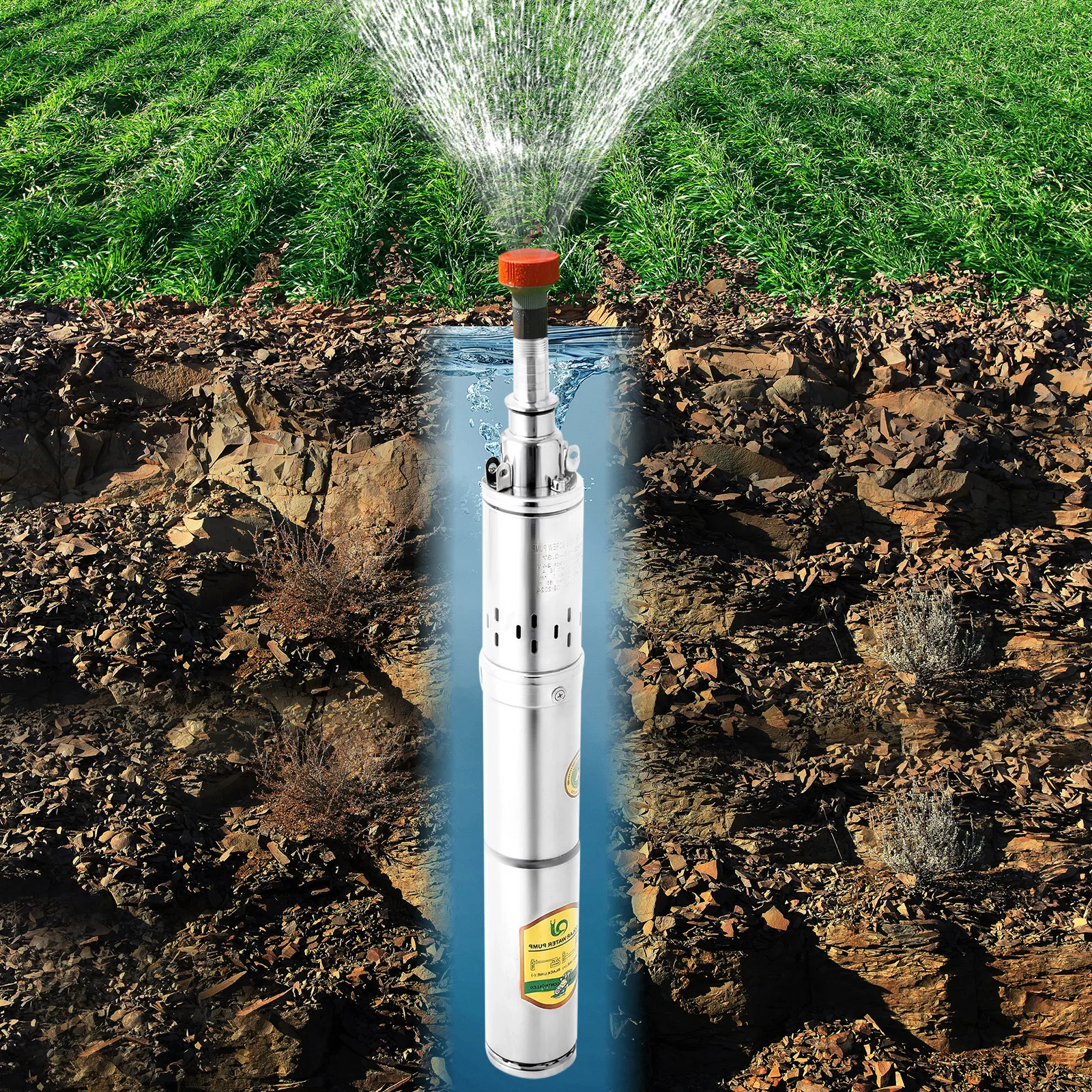 24V 370W Deep Well Pump Stainless Steel Water Pump 2850RPM for Irrigation, Landscaping, Cleaning, Water Supply