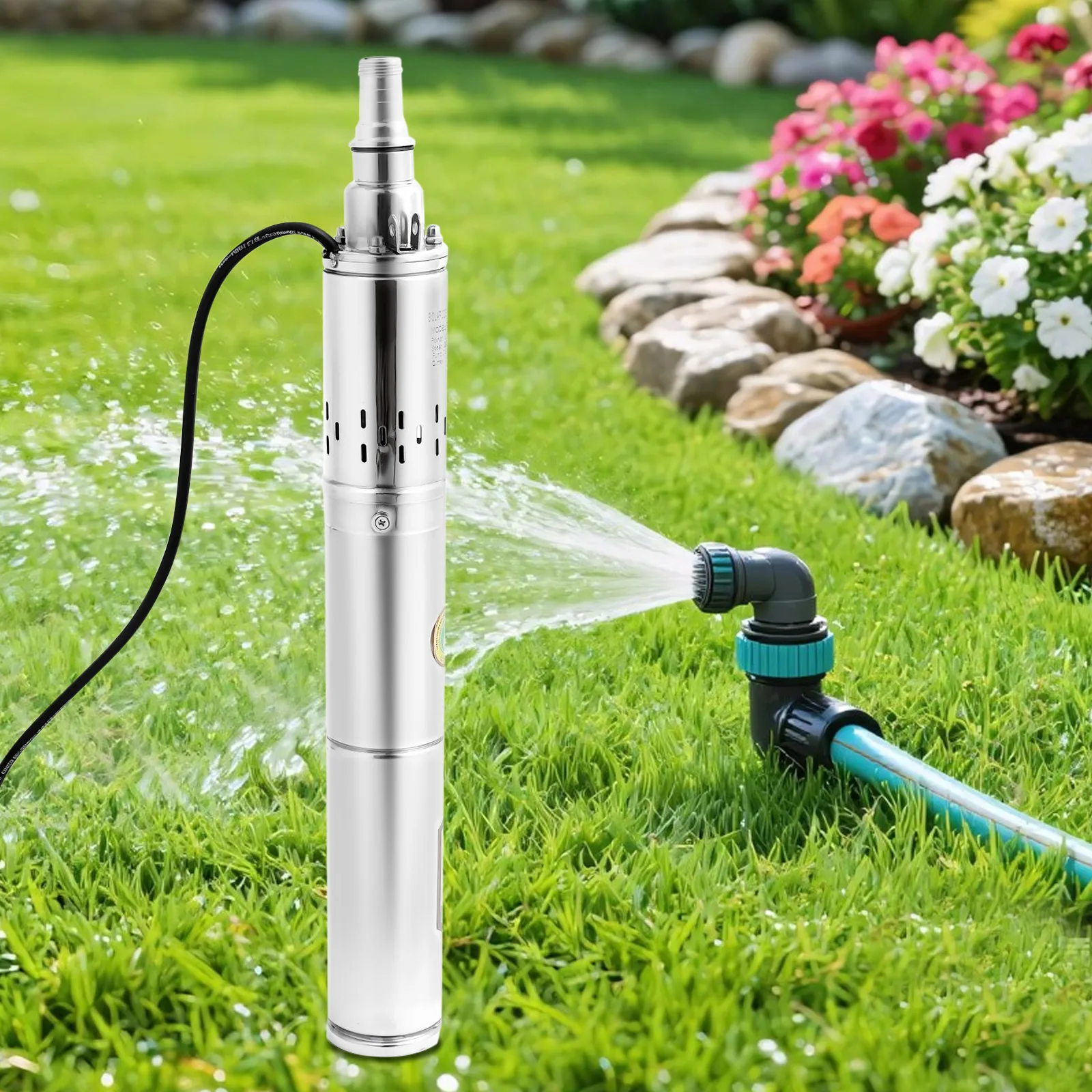 24V 370W Deep Well Pump Stainless Steel Water Pump 2850RPM for Irrigation, Landscaping, Cleaning, Water Supply