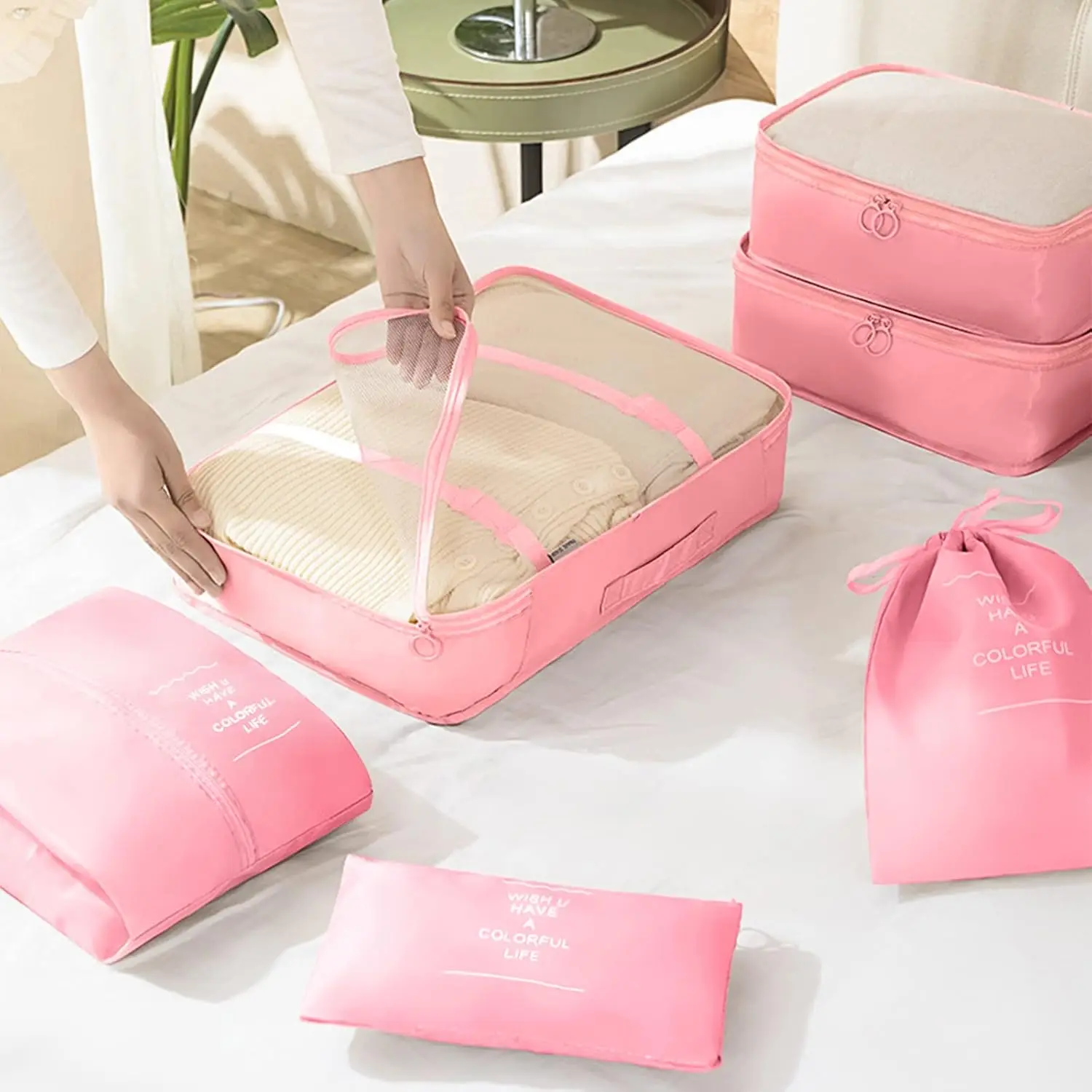 7/8/9Pcs Set Travel Organizer Storage Bags Suitcase Packing Cubes Set Cases Portable Luggage Clothes Shoe Tidy Pouch Folding