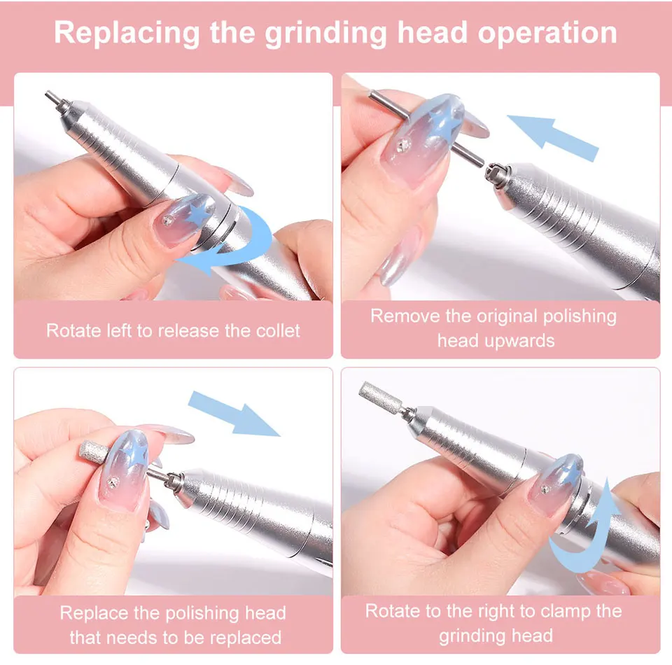 45000RPM Rechargeable Nail Art Electric Nail Drill Professional Nail Grinder Set Suitable for Home Nail Salon Tools