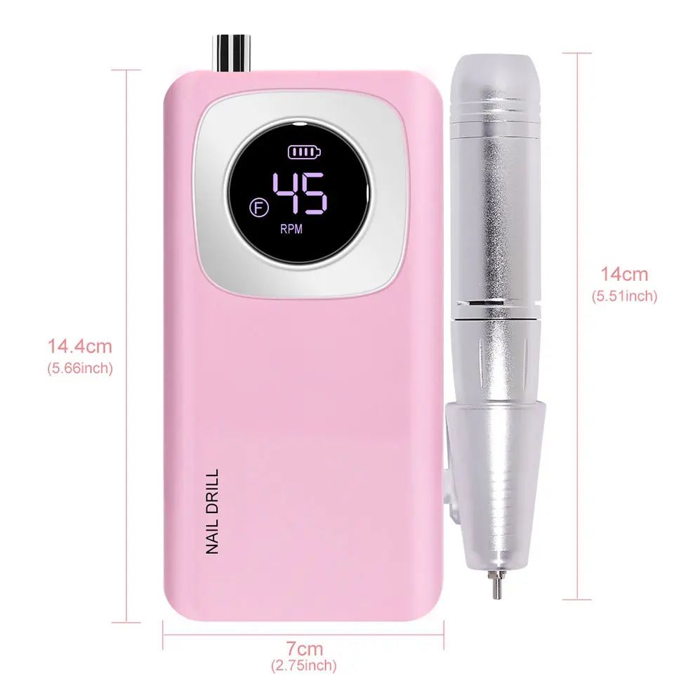 45000RPM Rechargeable Nail Art Electric Nail Drill Professional Nail Grinder Set Suitable for Home Nail Salon Tools