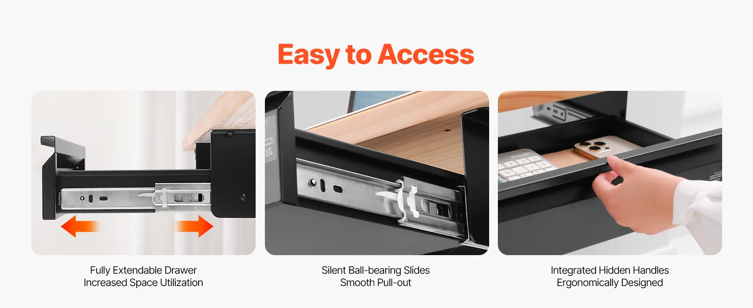 SucceBuy 16/26/30in Storage Under Desk Drawer Organizer Slide Out Undertable Storage Box for Office Home Sit Stand Workstation