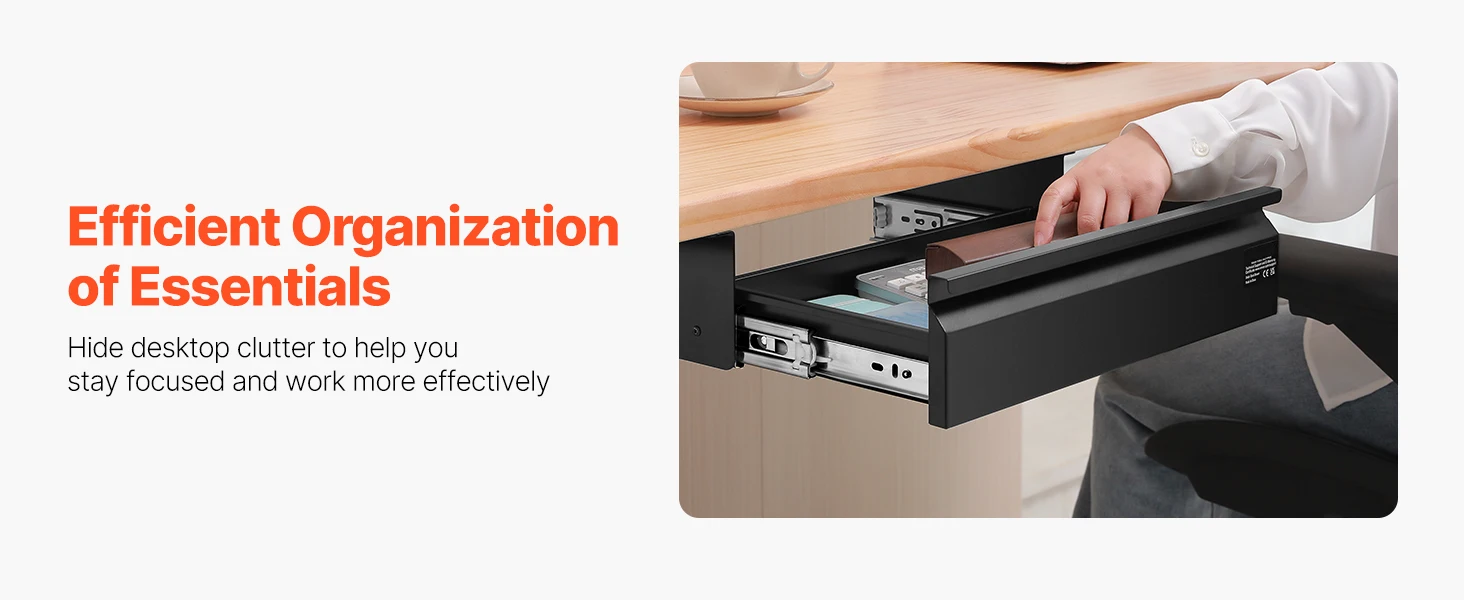 SucceBuy 16/26/30in Storage Under Desk Drawer Organizer Slide Out Undertable Storage Box for Office Home Sit Stand Workstation