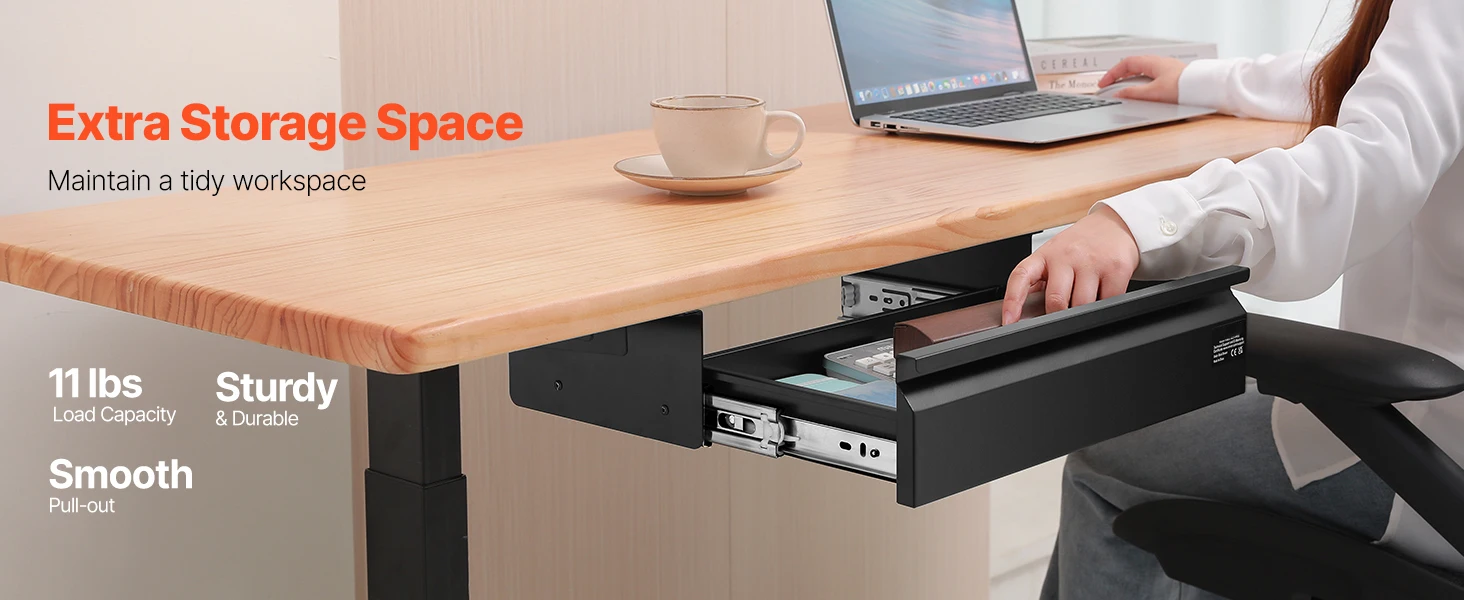 SucceBuy 16/26/30in Storage Under Desk Drawer Organizer Slide Out Undertable Storage Box for Office Home Sit Stand Workstation